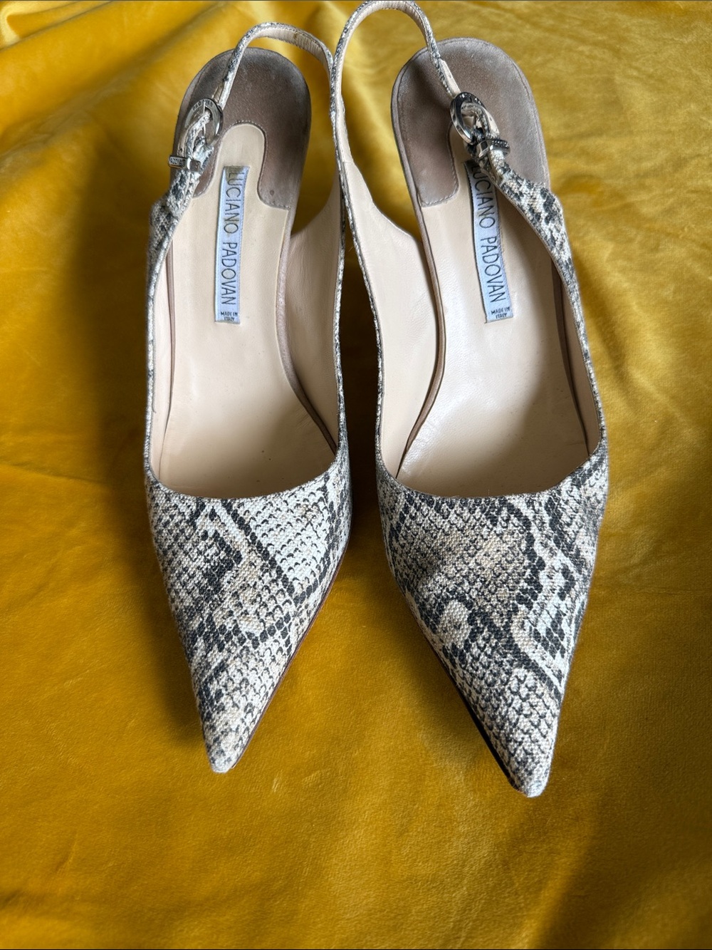 Luciano Padovan Snake-Print Pointed Slingback Pumps - Neutral
